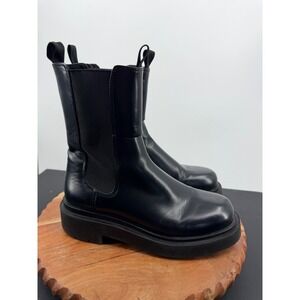 H&M Chunky Platform Chelsea Boots Womens 39 8.5 Black Lug Sole Mid Calf